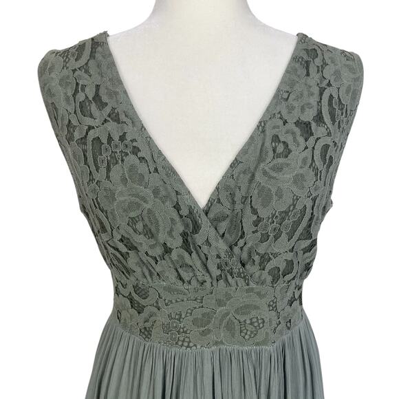 Tempo Paris Lace Crochet Fit & Flare Midi Dress Green Sz M/L Boho Romantic Chic - Picture 2 of 12